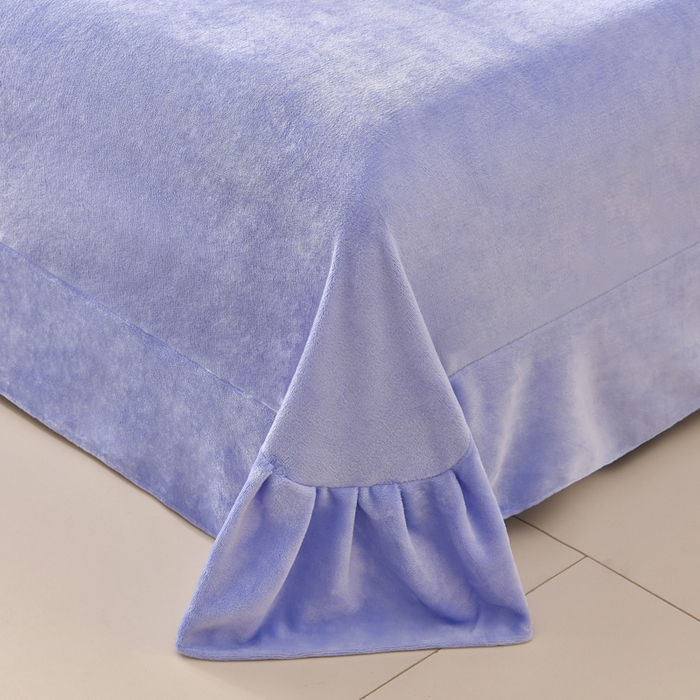 91家纺网 家纺一手货源 找家纺 梦之星 2025新款9斤毛巾绣韩式花边牛奶绒四件套 蝴蝶-淡蓝