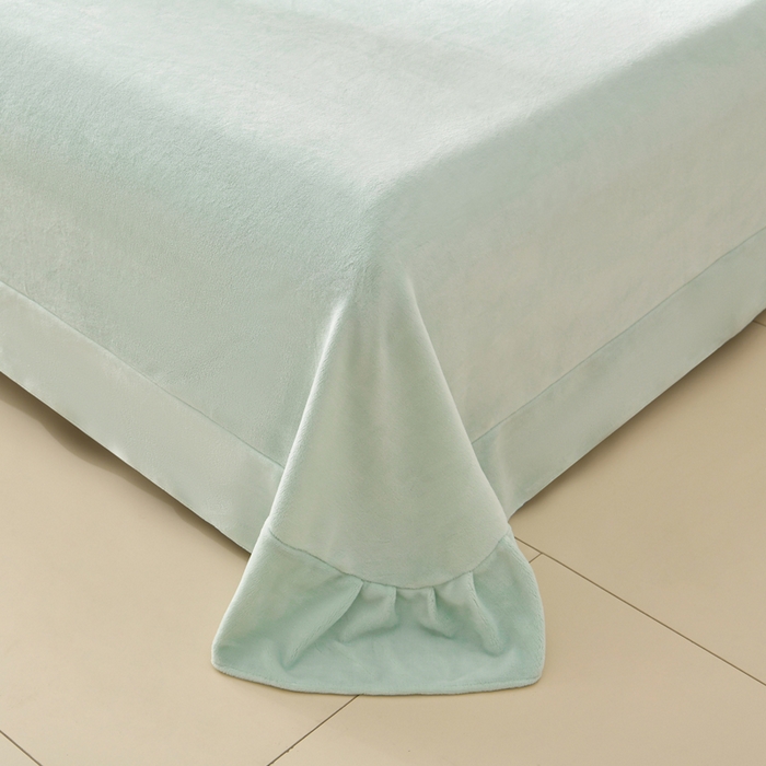 91家纺网 家纺一手货源 找家纺 梦之星 2025新款9斤毛巾绣韩式花边牛奶绒四件套 蝴蝶-淡绿