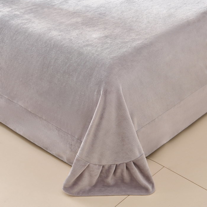 91家纺网 家纺一手货源 找家纺 梦之星 2025新款9斤毛巾绣韩式花边牛奶绒四件套 蝴蝶-灰