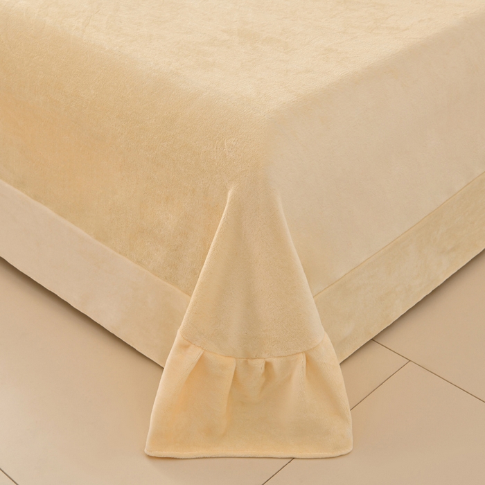 91家纺网 家纺一手货源 找家纺 梦之星 2025新款刺绣韩式花边牛奶绒四件套 花束-淡黄