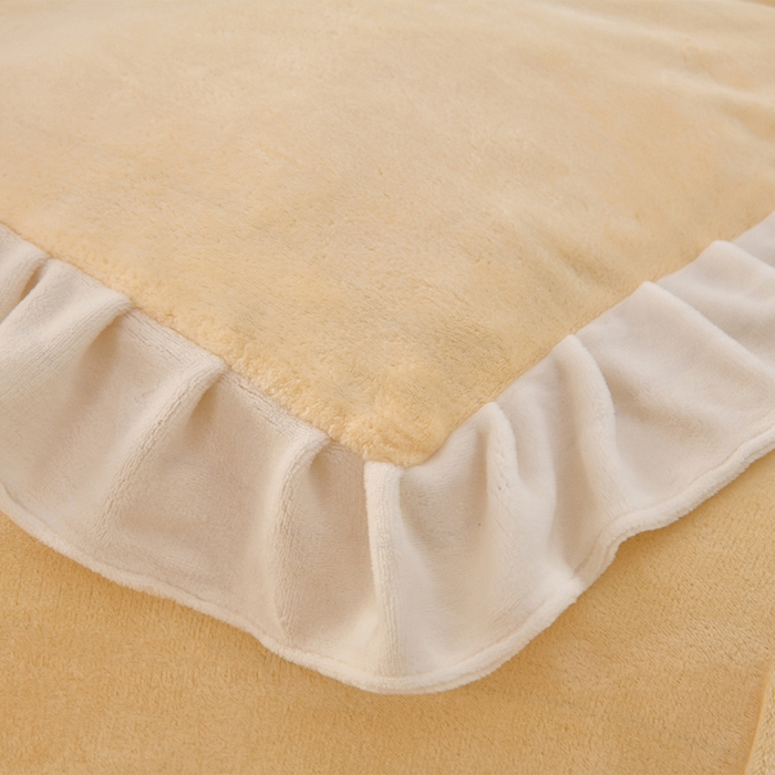 91家纺网 家纺一手货源 找家纺 梦之星 2025新款刺绣韩式花边牛奶绒四件套 花束-淡黄