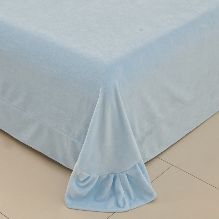 91家纺网 家纺一手货源 找家纺 梦之星 2025新款刺绣韩式花边牛奶绒四件套 花束-天空蓝