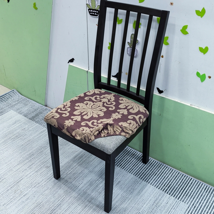 91家纺网 家纺一手货源 找家纺 （总）壹零特色家纺 2025新款弹力伊克多兰专用椅套 弹性餐厅椅子套 欧式大提花-单独坐垫套