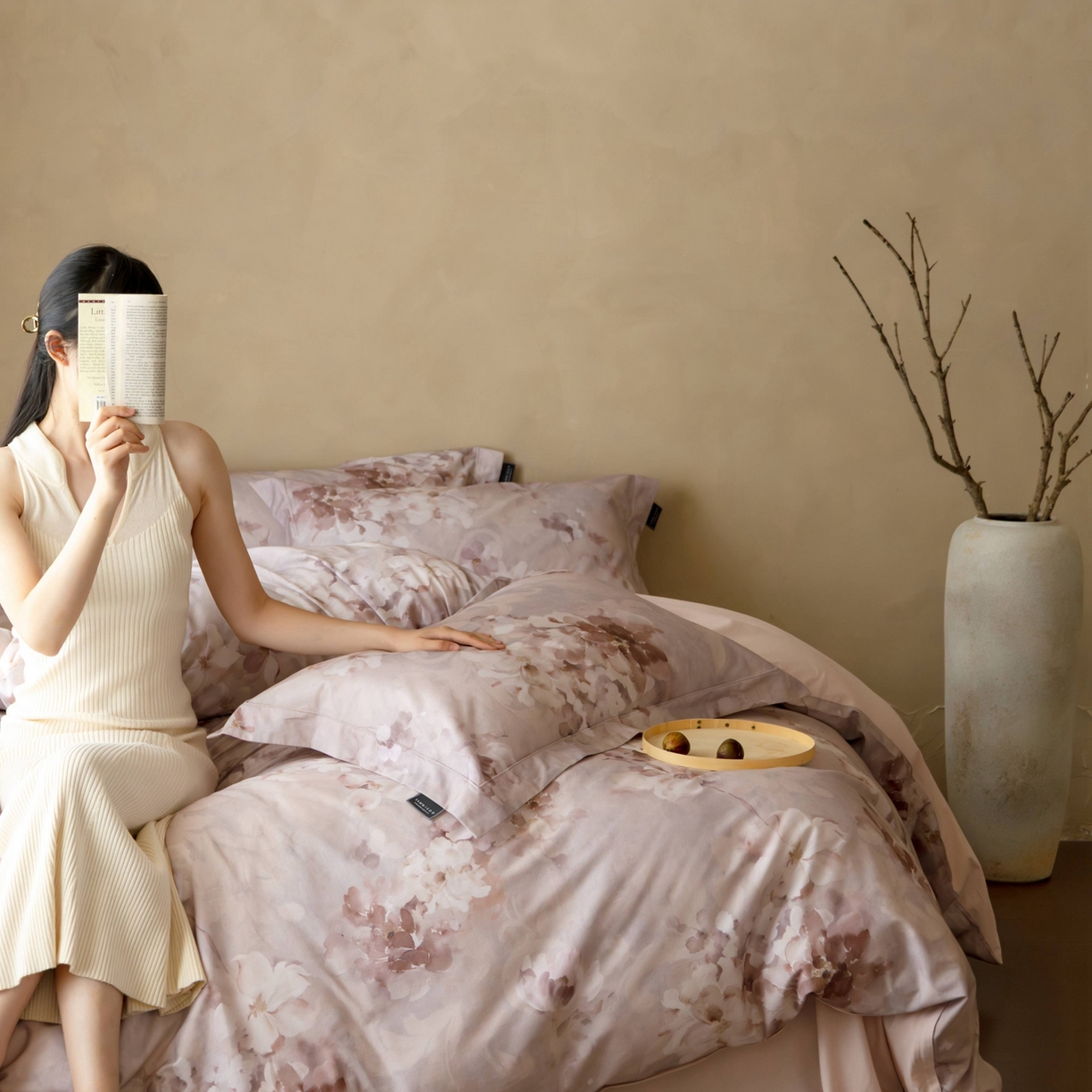 三味舒屋 2025新款50s全棉纯棉磨毛印花四件套-秋日绮梦 楼兰梦境粉