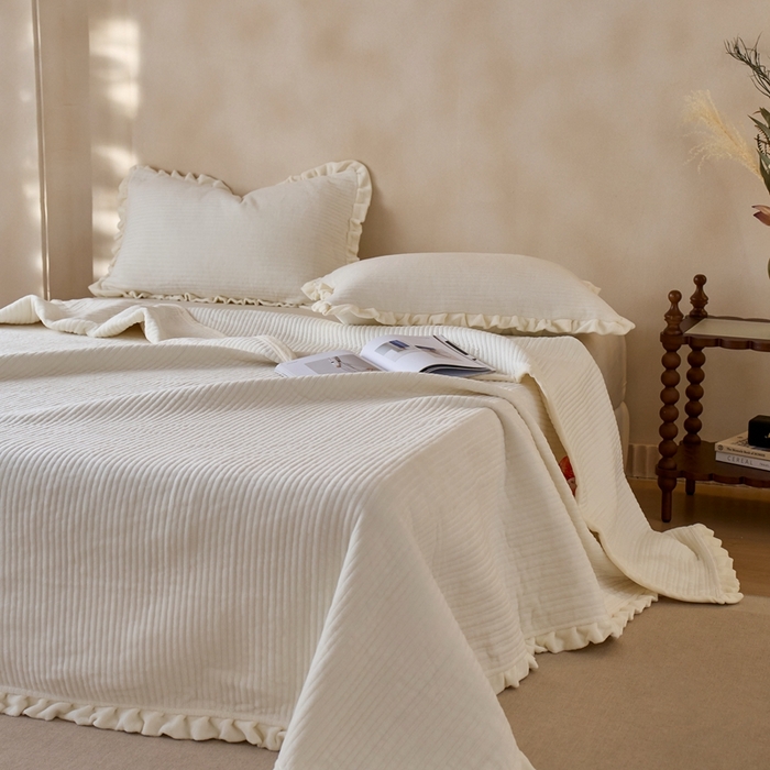 91家纺网 家纺一手货源 找家纺 （总）安莱生活 2025年秋冬新品200克牛奶绒花边床盖单品床盖床盖单件