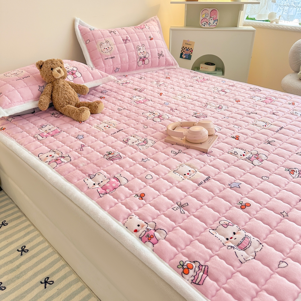 91家纺网 家纺一手货源 找家纺 （总）川悦生活 2025新款A类印花牛奶绒床垫加厚绒保暖床床褥-大床图