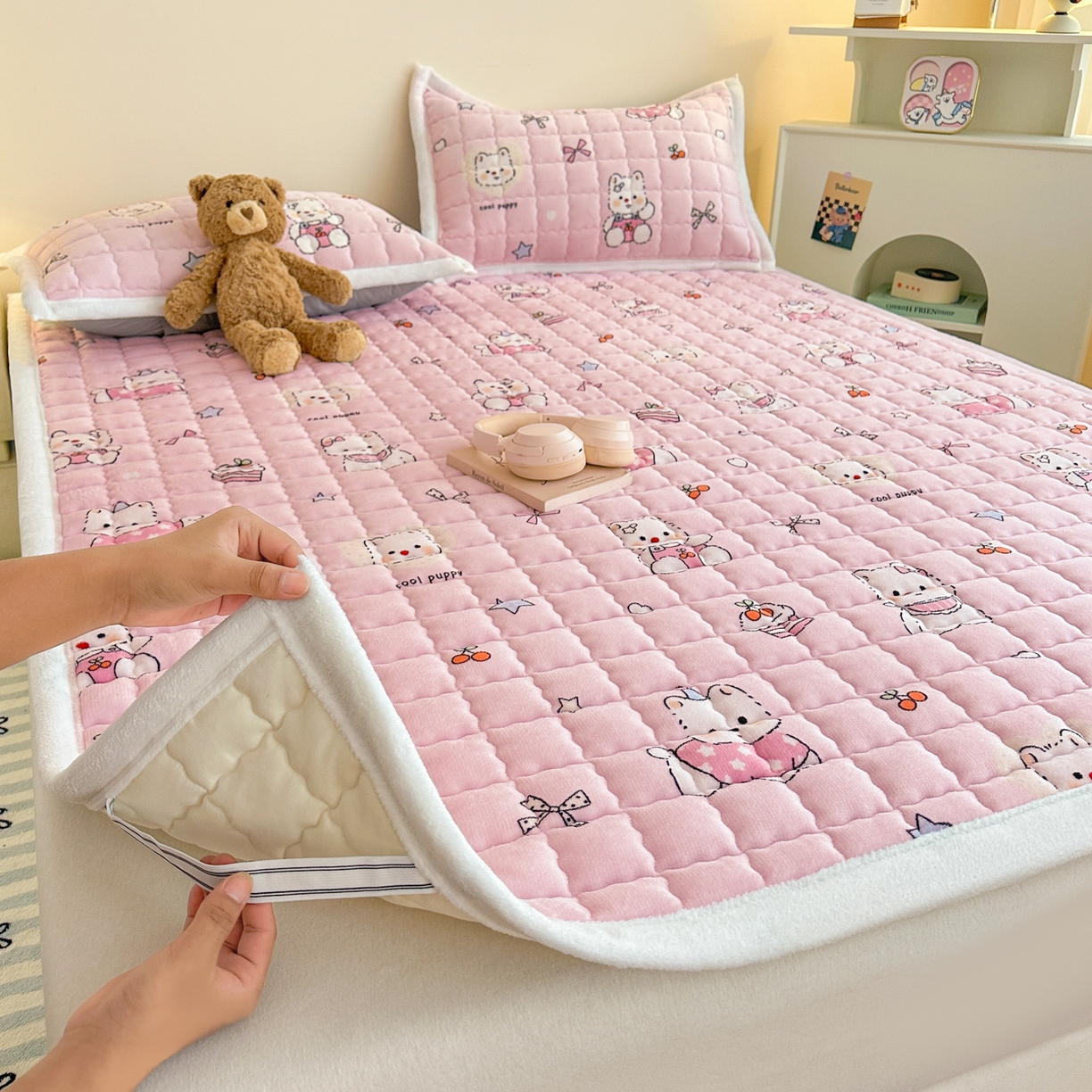 91家纺网 家纺一手货源 找家纺 （总）川悦生活 2025新款A类印花牛奶绒床垫加厚绒保暖床床褥-大床图