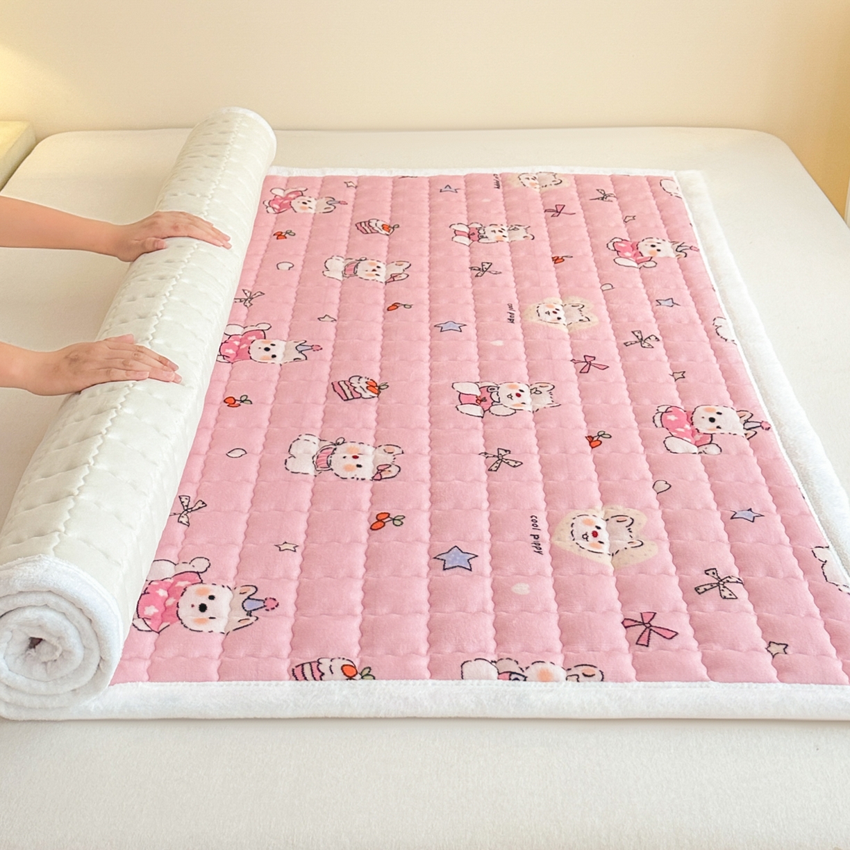 91家纺网 家纺一手货源 找家纺 （总）川悦生活 2025新款A类印花牛奶绒床垫加厚绒保暖床床褥-大床图