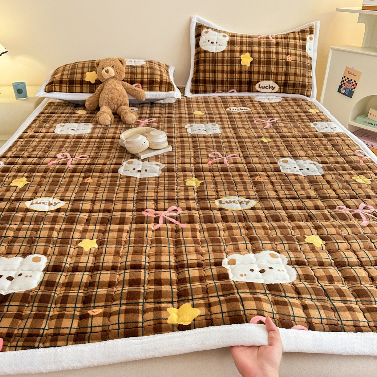 91家纺网 家纺一手货源 找家纺 （总）川悦生活 2025新款A类印花牛奶绒床垫加厚绒保暖床床褥-大床图