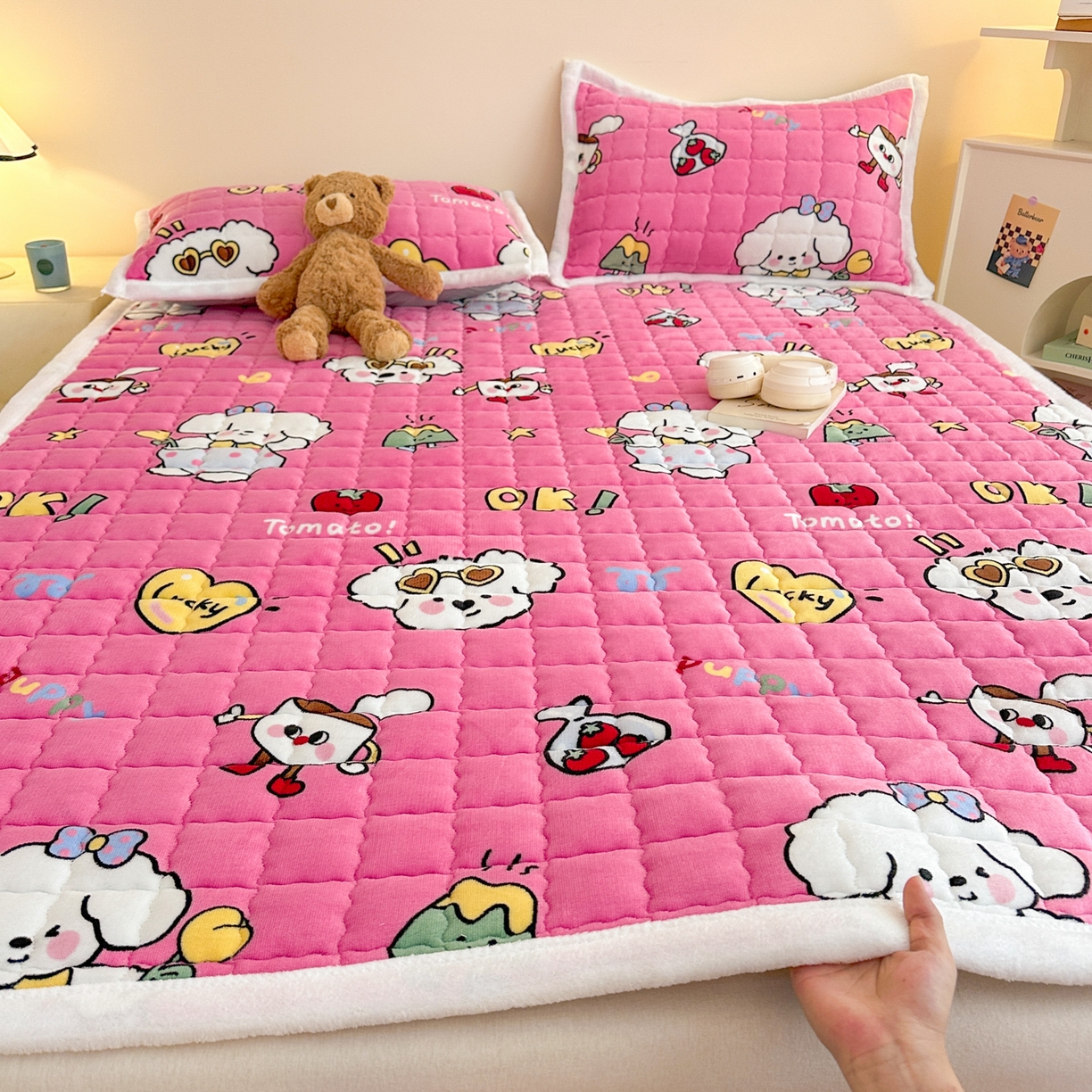 91家纺网 家纺一手货源 找家纺 （总）川悦生活 2025新款A类印花牛奶绒床垫加厚绒保暖床床褥-大床图