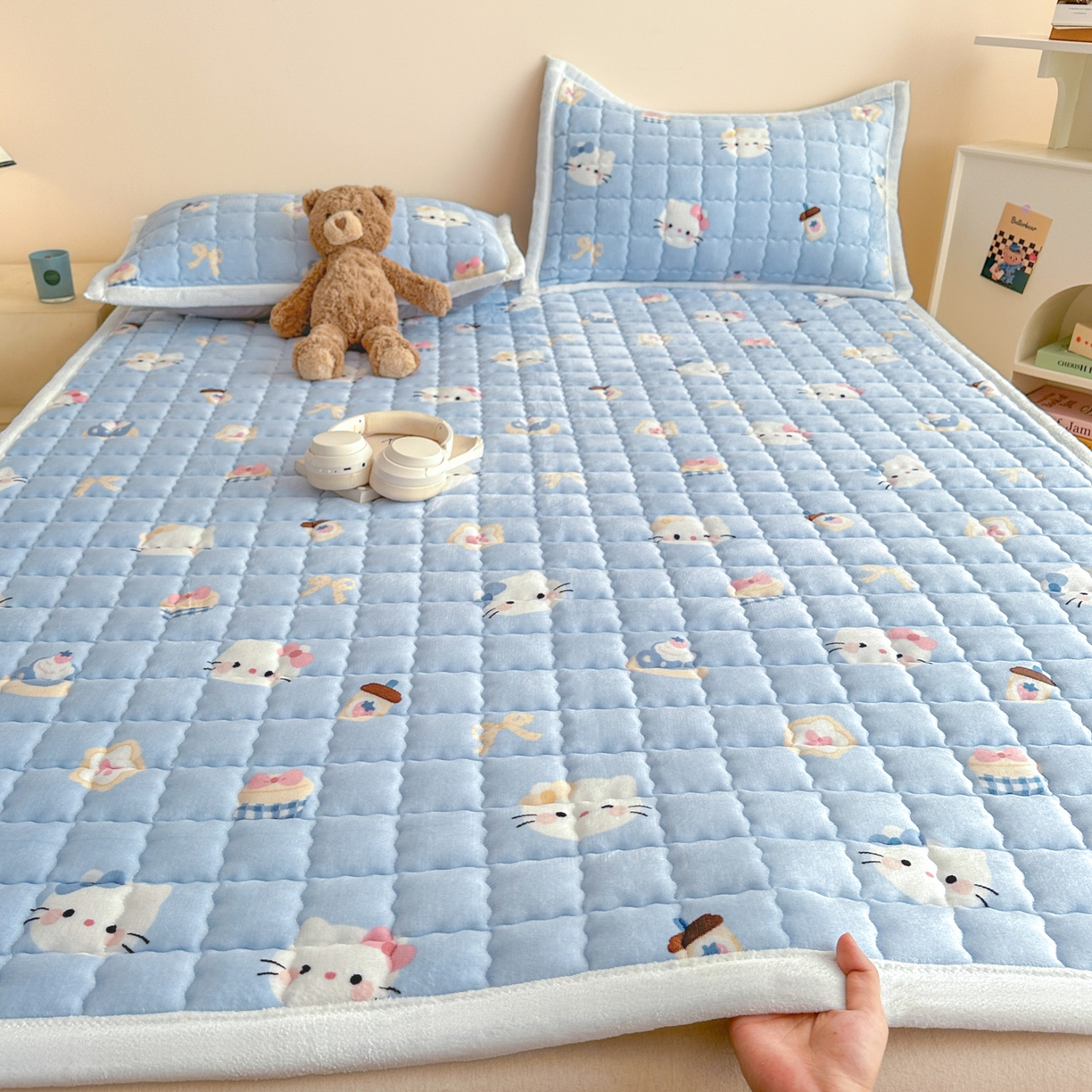 91家纺网 家纺一手货源 找家纺 （总）川悦生活 2025新款A类印花牛奶绒床垫加厚绒保暖床床褥-大床图