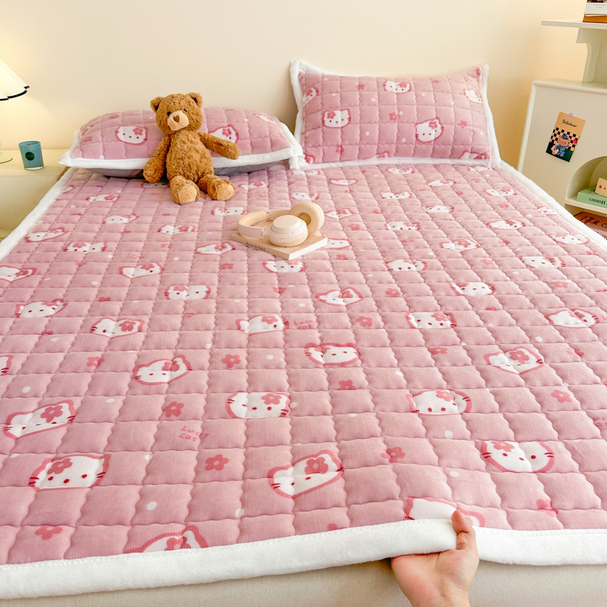 91家纺网 家纺一手货源 找家纺 （总）川悦生活 2025新款A类印花牛奶绒床垫加厚绒保暖床床褥-大床图