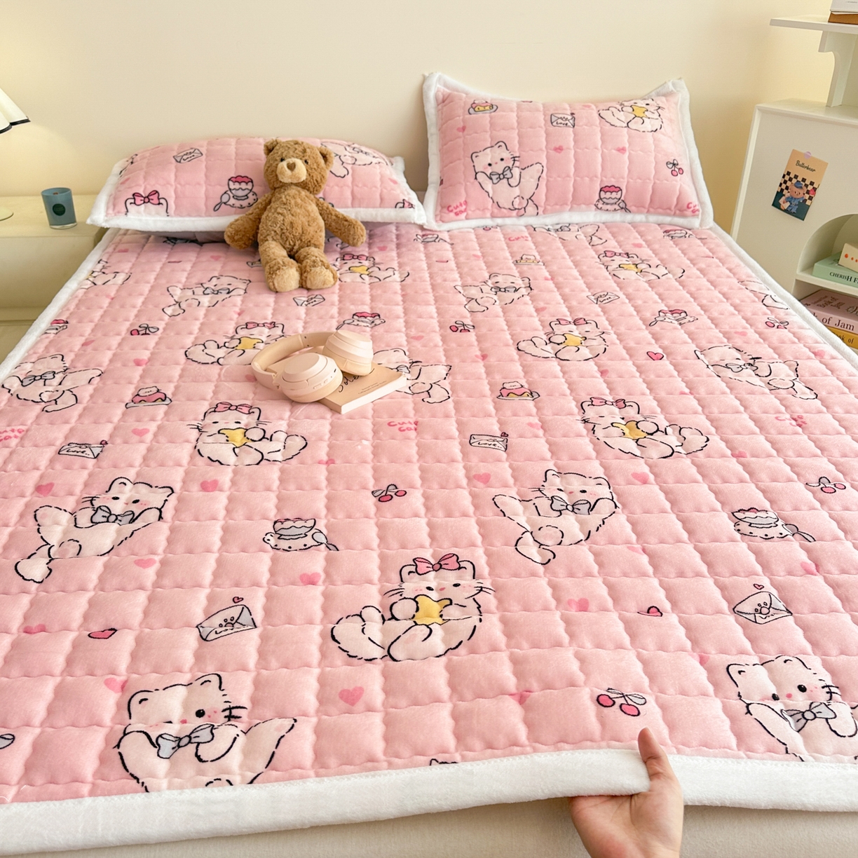 91家纺网 家纺一手货源 找家纺 （总）川悦生活 2025新款A类印花牛奶绒床垫加厚绒保暖床床褥-大床图