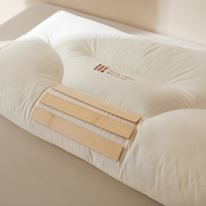 91家纺网 家纺一手货源 找家纺 （总）锦鲤枕芯 A类纯棉天然竹片护颈黑科技 分区护颈枕