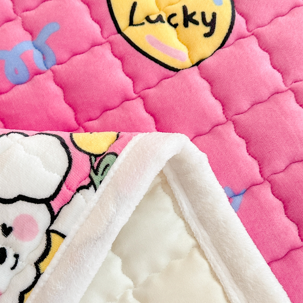 91家纺网 家纺一手货源 找家纺 川悦生活 2025新款A类印花牛奶绒床垫加厚绒保暖床床褥-大床图 床垫嗨皮小奶狗