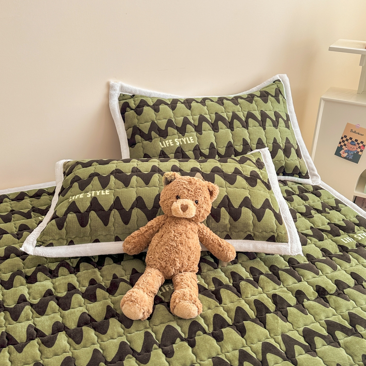 91家纺网 家纺一手货源 找家纺 川悦生活 2025新款A类印花牛奶绒床垫加厚绒保暖床床褥-大床图 床垫简-轻咖