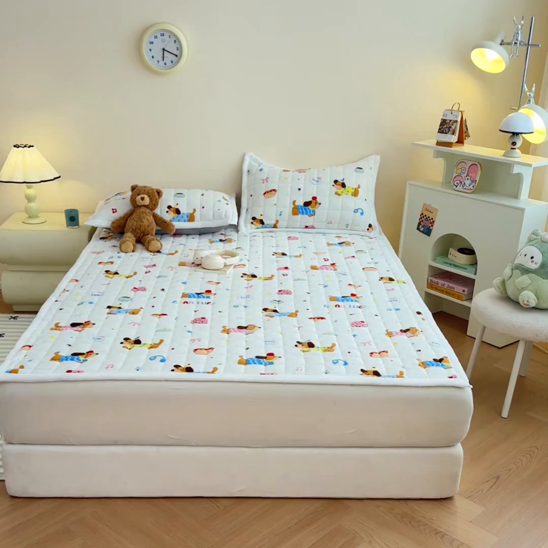 91家纺网 家纺一手货源 找家纺 川悦生活 2025新款A类印花牛奶绒床垫加厚绒保暖床床褥-大床图 床垫快乐腊肠