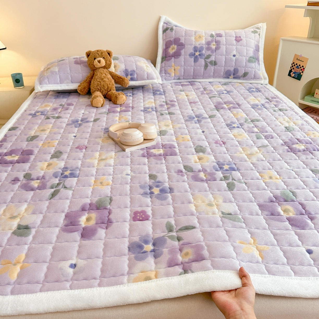 川悦生活 2025新款A类印花牛奶绒床垫加厚绒保暖床床褥-大床图 床垫莉莉柒缇