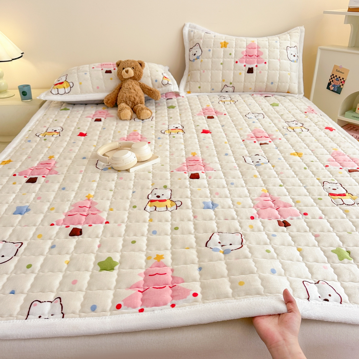 川悦生活 2025新款A类印花牛奶绒床垫加厚绒保暖床床褥-大床图 床垫奶粉西高地