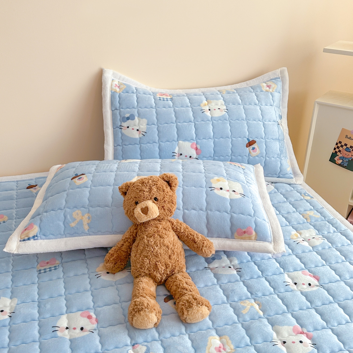 91家纺网 家纺一手货源 找家纺 川悦生活 2025新款A类印花牛奶绒床垫加厚绒保暖床床褥-大床图 床垫晴空小喵