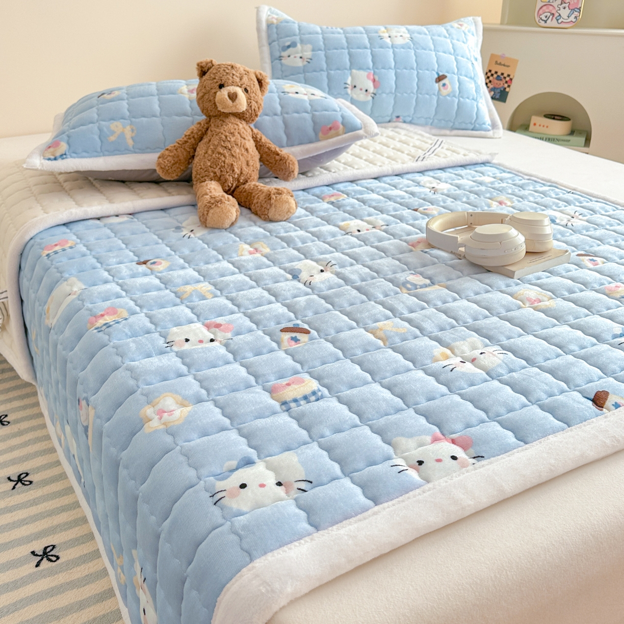 91家纺网 家纺一手货源 找家纺 川悦生活 2025新款A类印花牛奶绒床垫加厚绒保暖床床褥-大床图 床垫晴空小喵