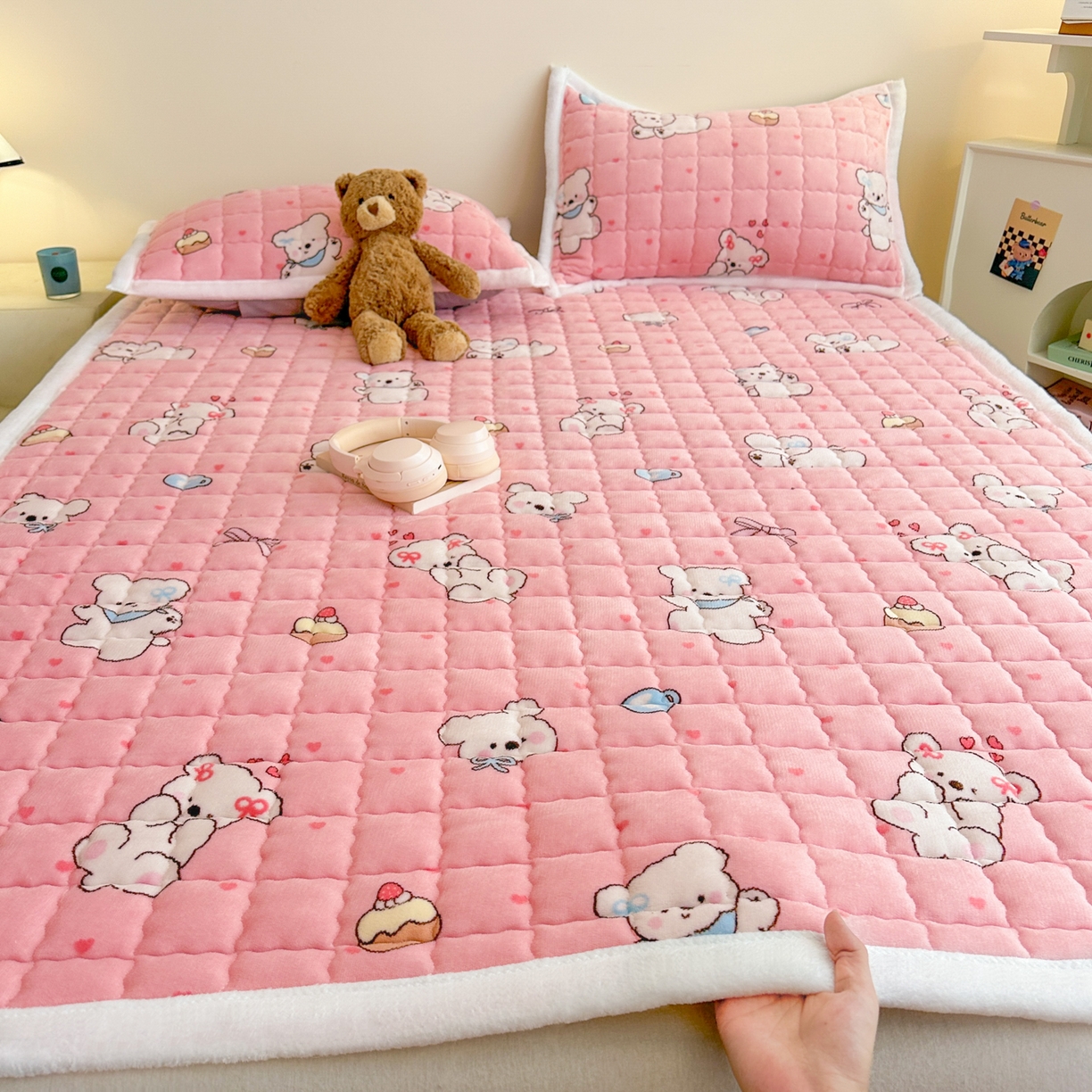 川悦生活 2025新款A类印花牛奶绒床垫加厚绒保暖床床褥-大床图 床垫甜蜜小狗