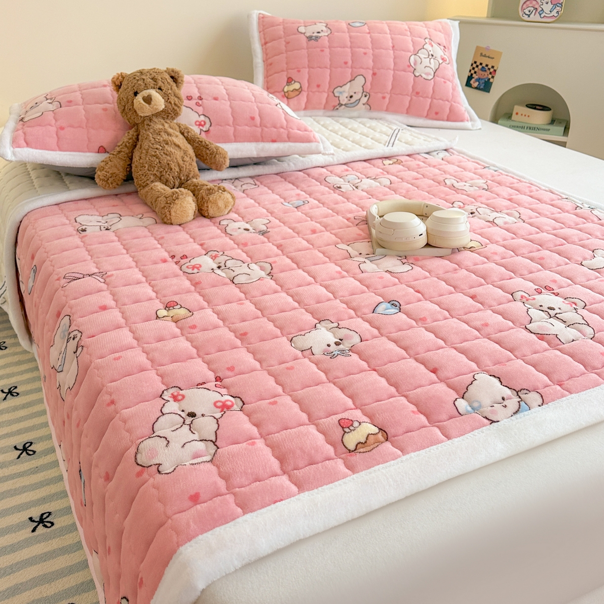 91家纺网 家纺一手货源 找家纺 川悦生活 2025新款A类印花牛奶绒床垫加厚绒保暖床床褥-大床图 床垫甜蜜小狗