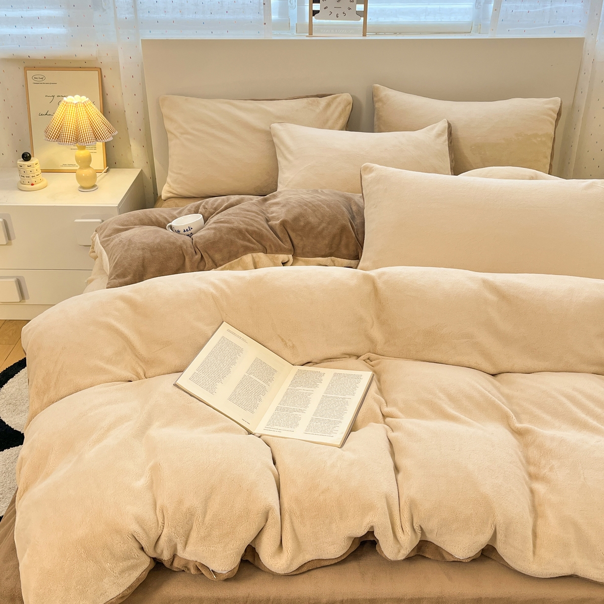 91家纺网 家纺一手货源 找家纺 （总）颜选 2025新款纯色190克牛奶绒四件套