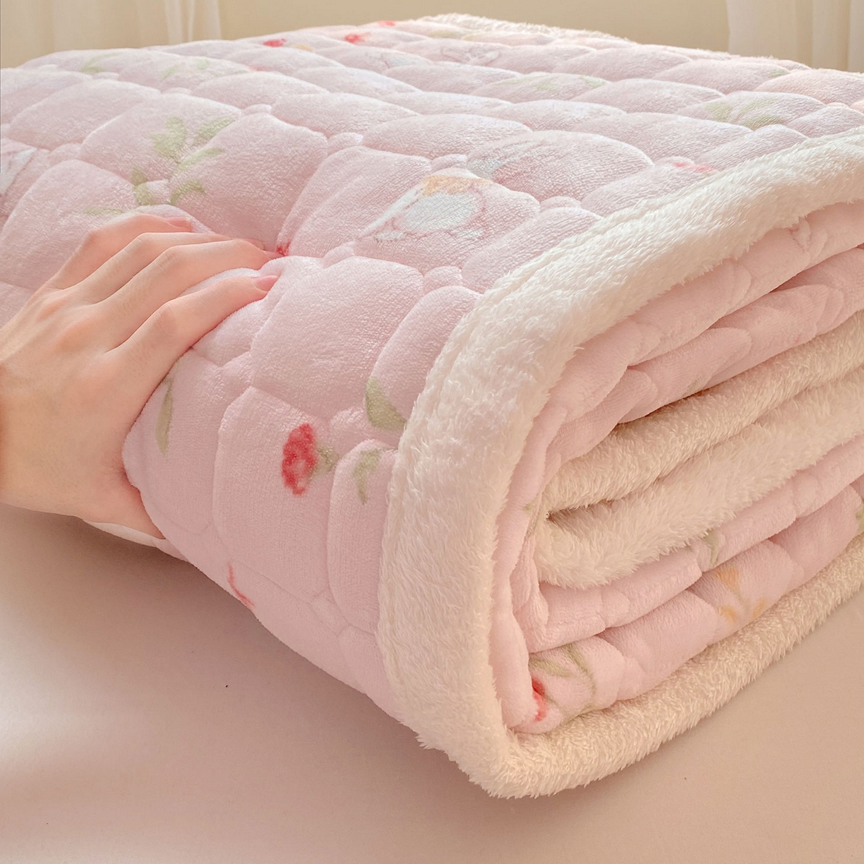 91家纺网 家纺一手货源 找家纺 （总）眠势力 2025新款牛奶绒床垫加绒床褥子秋冬保暖珊瑚绒夹棉床护垫