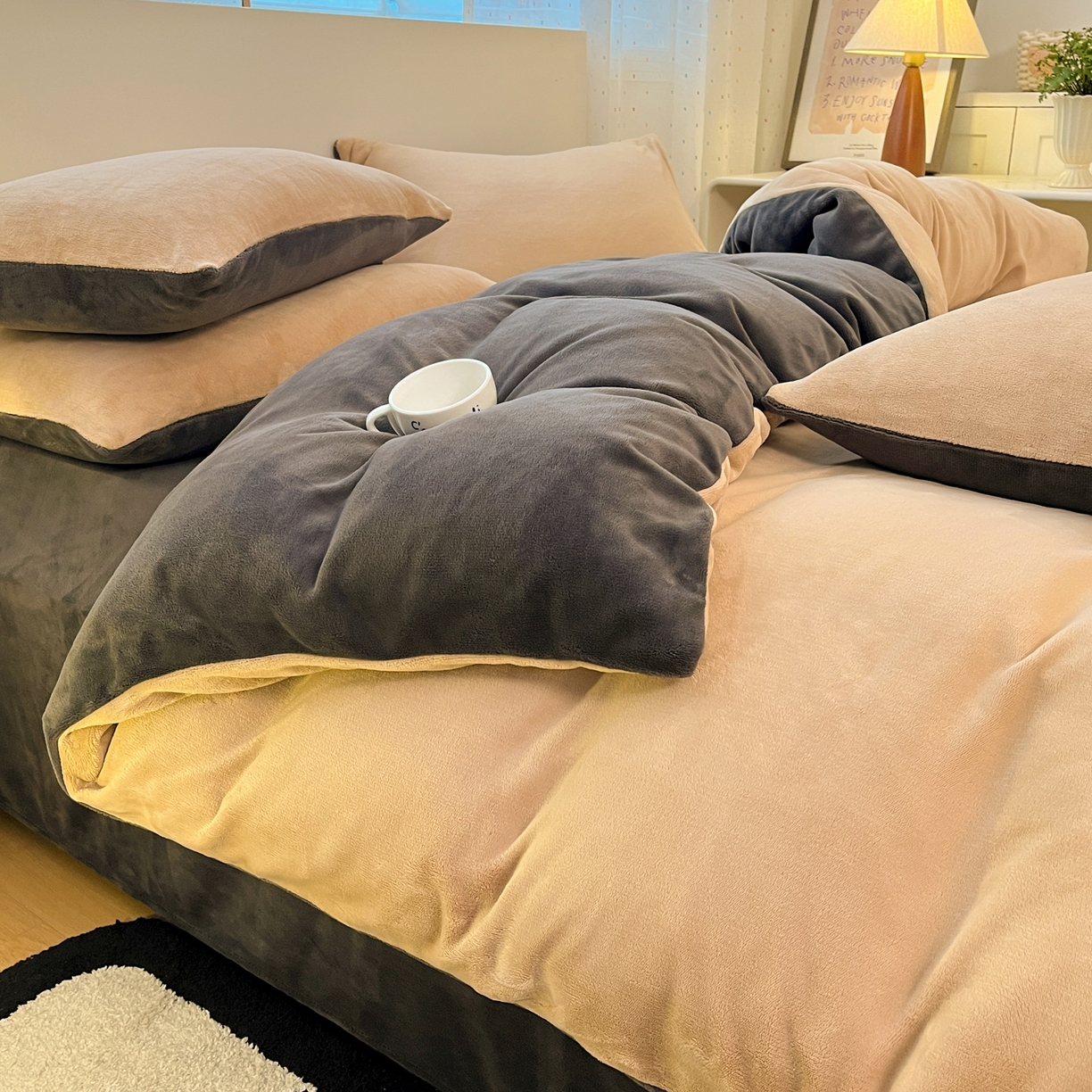 91家纺网 家纺一手货源 找家纺 （总）颜选 2025新款纯色190克牛奶绒四件套