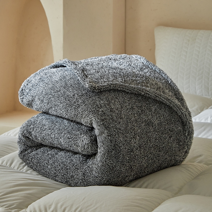 91家纺网 家纺一手货源 找家纺 缘生活 2025新款阳离子毛巾毯四季通用百搭款毛毯毯子 阳离子毛巾毯灰色