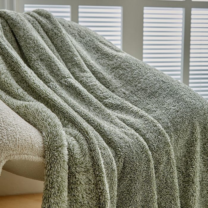 91家纺网 家纺一手货源 找家纺 缘生活 2025新款阳离子毛巾毯四季通用百搭款毛毯毯子 阳离子毛巾毯绿色