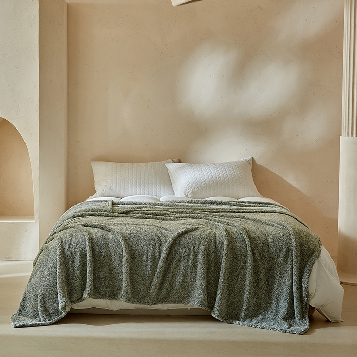 91家纺网 家纺一手货源 找家纺 缘生活 2025新款阳离子毛巾毯四季通用百搭款毛毯毯子 阳离子毛巾毯绿色