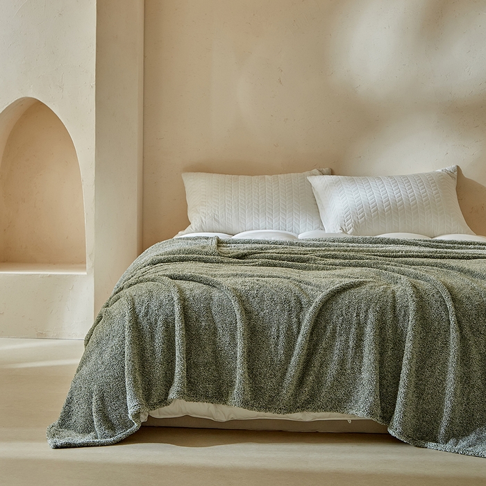 91家纺网 家纺一手货源 找家纺 缘生活 2025新款阳离子毛巾毯四季通用百搭款毛毯毯子 阳离子毛巾毯绿色