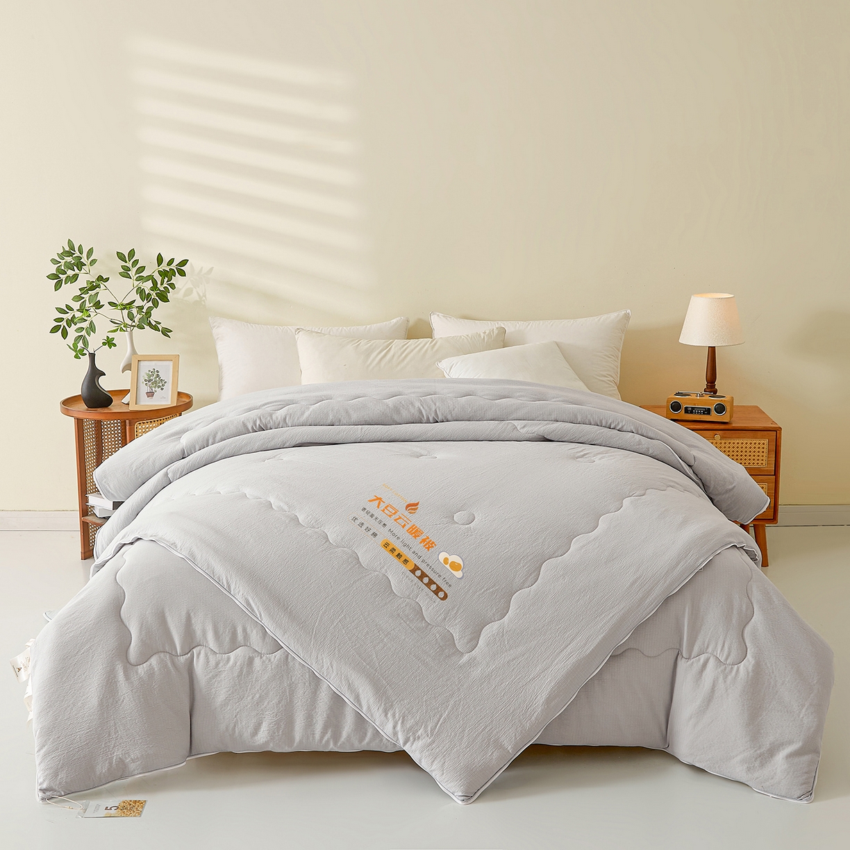 91家纺网 家纺一手货源 找家纺 （总）富艺隆 2025新款大豆云暖被二合一子母被提花水洗棉双层纱加厚冬被春秋被