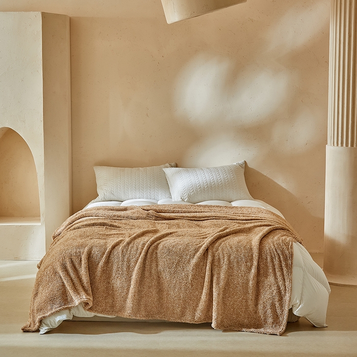 91家纺网 家纺一手货源 找家纺 缘生活 2025新款阳离子毛巾毯四季通用百搭款毛毯毯子 阳离子毛巾毯棕色