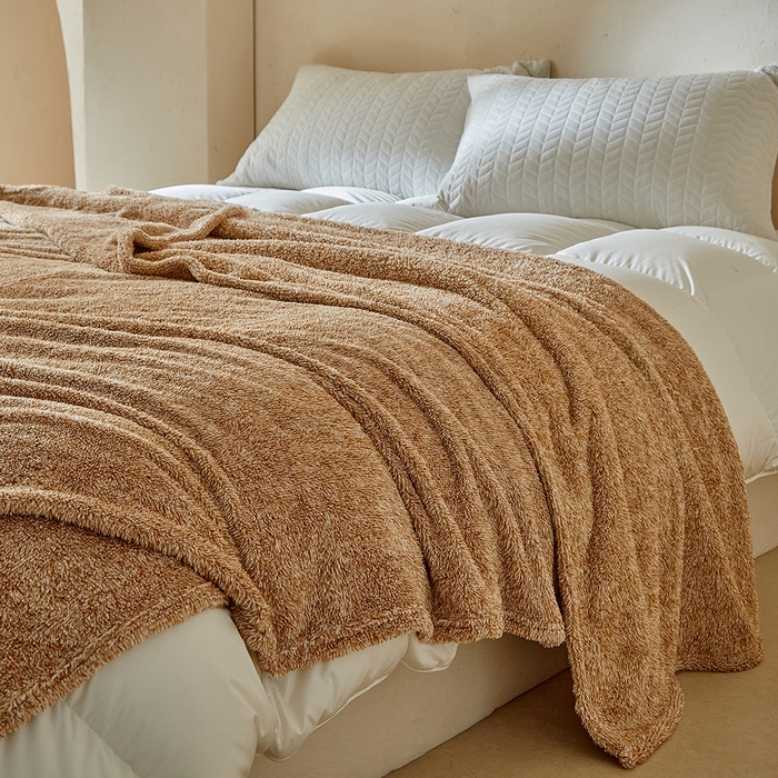 91家纺网 家纺一手货源 找家纺 缘生活 2025新款阳离子毛巾毯四季通用百搭款毛毯毯子 阳离子毛巾毯棕色