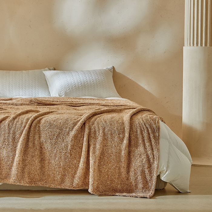 91家纺网 家纺一手货源 找家纺 缘生活 2025新款阳离子毛巾毯四季通用百搭款毛毯毯子 阳离子毛巾毯棕色