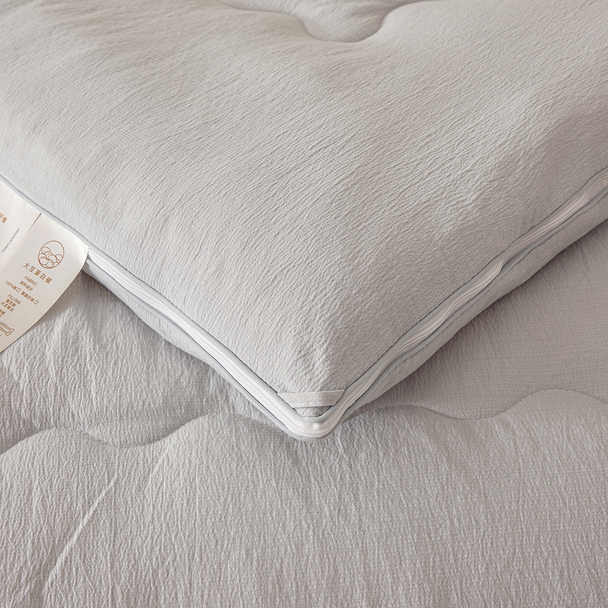 91家纺网 家纺一手货源 找家纺 富艺隆 2025新款大豆云暖被二合一子母被提花水洗棉双层纱加厚冬被春秋被 大豆云暖被 星空灰