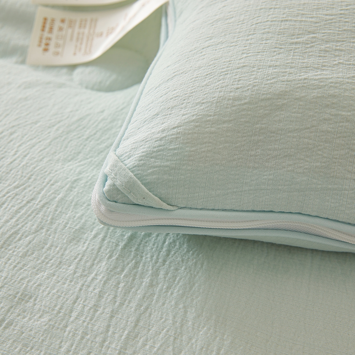 91家纺网 家纺一手货源 找家纺 富艺隆 2025新款大豆云暖被二合一子母被提花水洗棉双层纱加厚冬被春秋被 大豆云暖被 淡雅绿