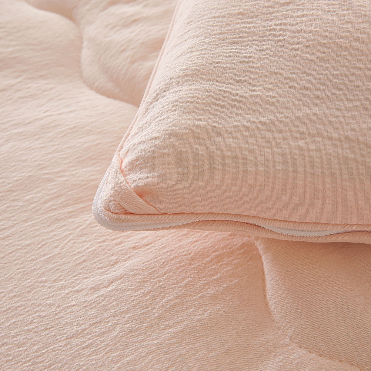 91家纺网 家纺一手货源 找家纺 富艺隆 2025新款大豆云暖被二合一子母被提花水洗棉双层纱加厚冬被春秋被 大豆云暖被 简兮粉