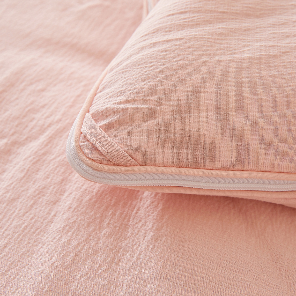 91家纺网 家纺一手货源 找家纺 富艺隆 2025新款大豆云暖被二合一子母被提花水洗棉双层纱加厚冬被春秋被 大豆云暖被 心悦粉