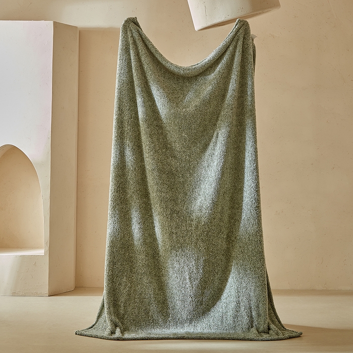 91家纺网 家纺一手货源 找家纺 缘生活 2025新款阳离子毛巾毯四季通用百搭款毛毯毯子 阳离子毛巾毯绿色