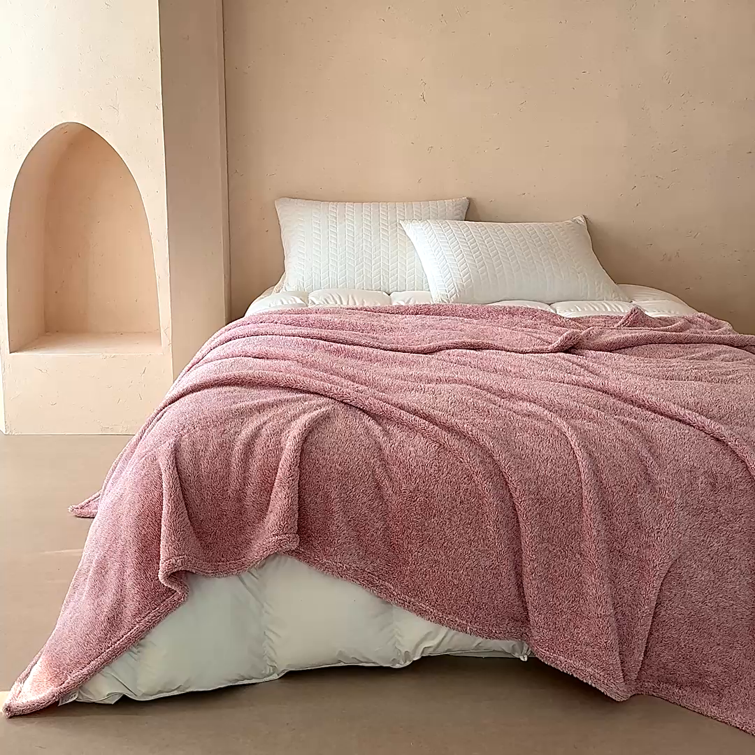 91家纺网 家纺一手货源 找家纺 缘生活 2025新款阳离子毛巾毯四季通用百搭款毛毯毯子 阳离子毛巾毯粉色