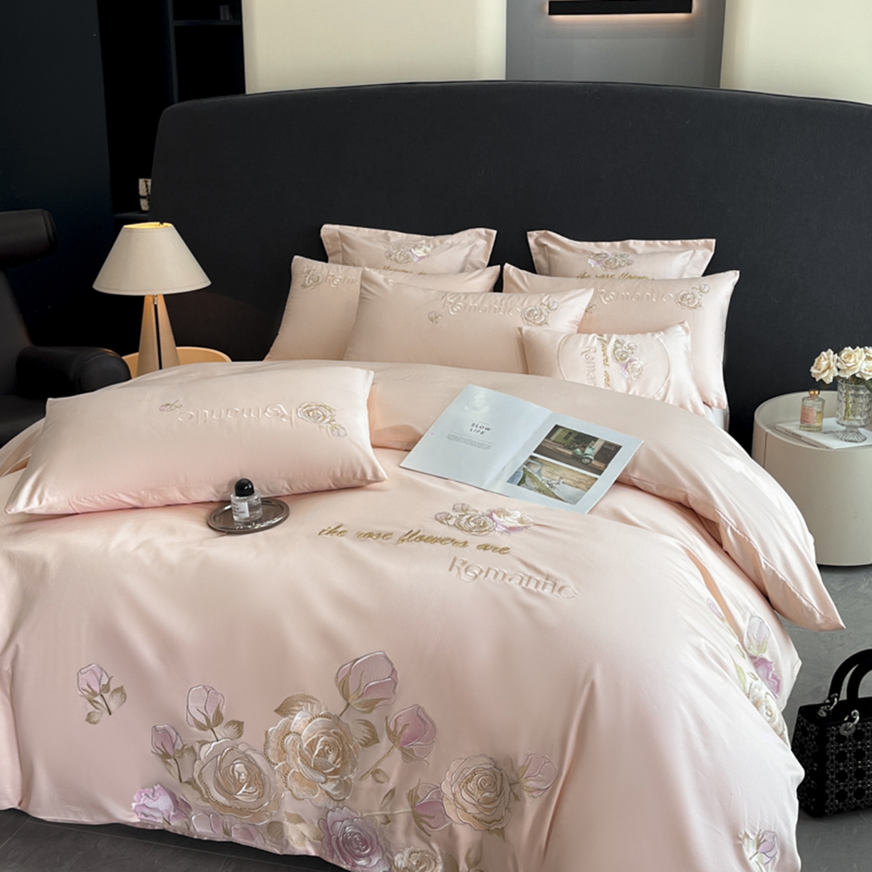 91家纺网 家纺一手货源 找家纺 博纳家纺 2025新款纯棉绣花四件套-繁花似梦 繁花似梦-粉玉