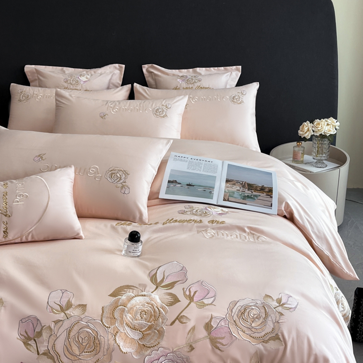 91家纺网 家纺一手货源 找家纺 博纳家纺 2025新款纯棉绣花四件套-繁花似梦 繁花似梦-粉玉