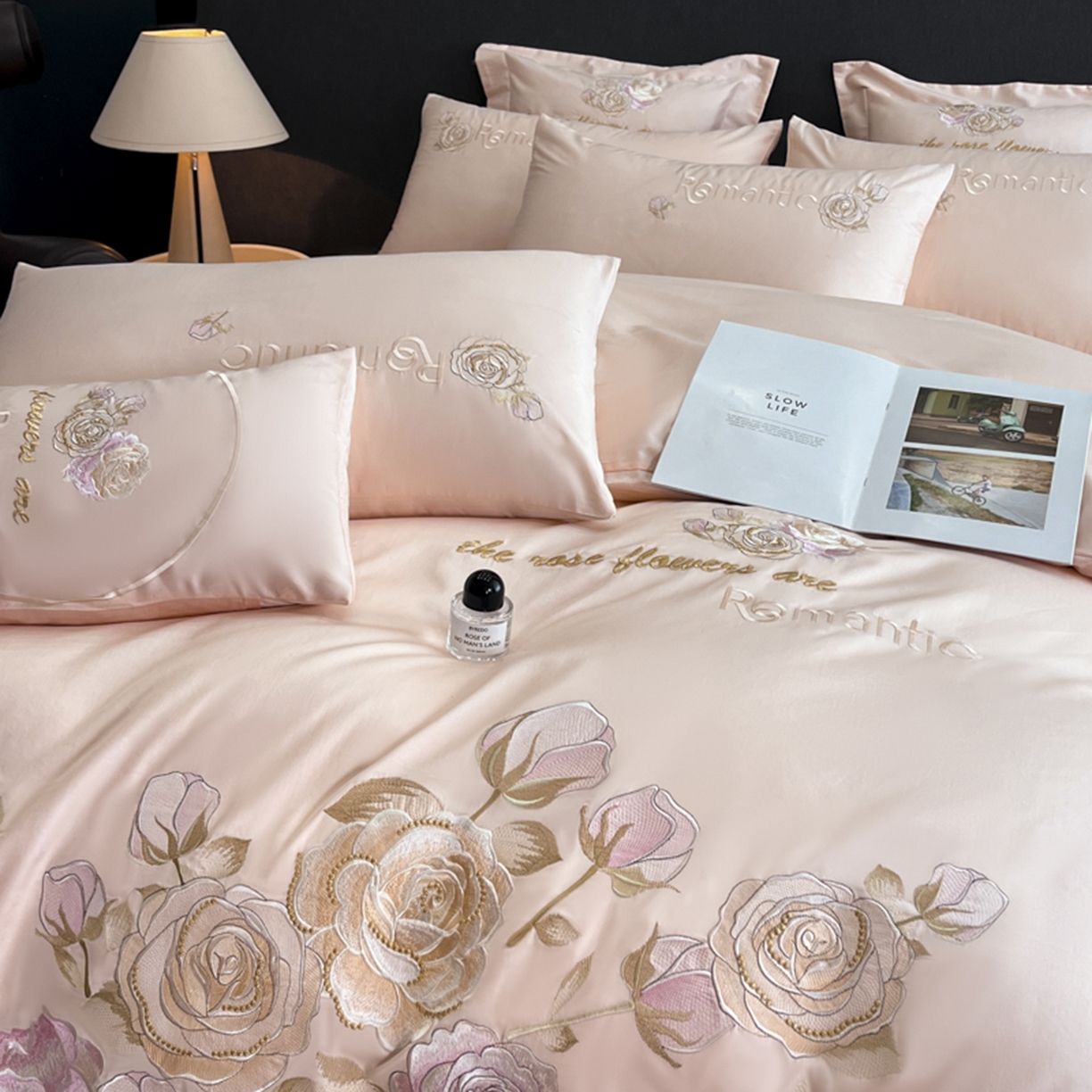 91家纺网 家纺一手货源 找家纺 博纳家纺 2025新款纯棉绣花四件套-繁花似梦 繁花似梦-粉玉