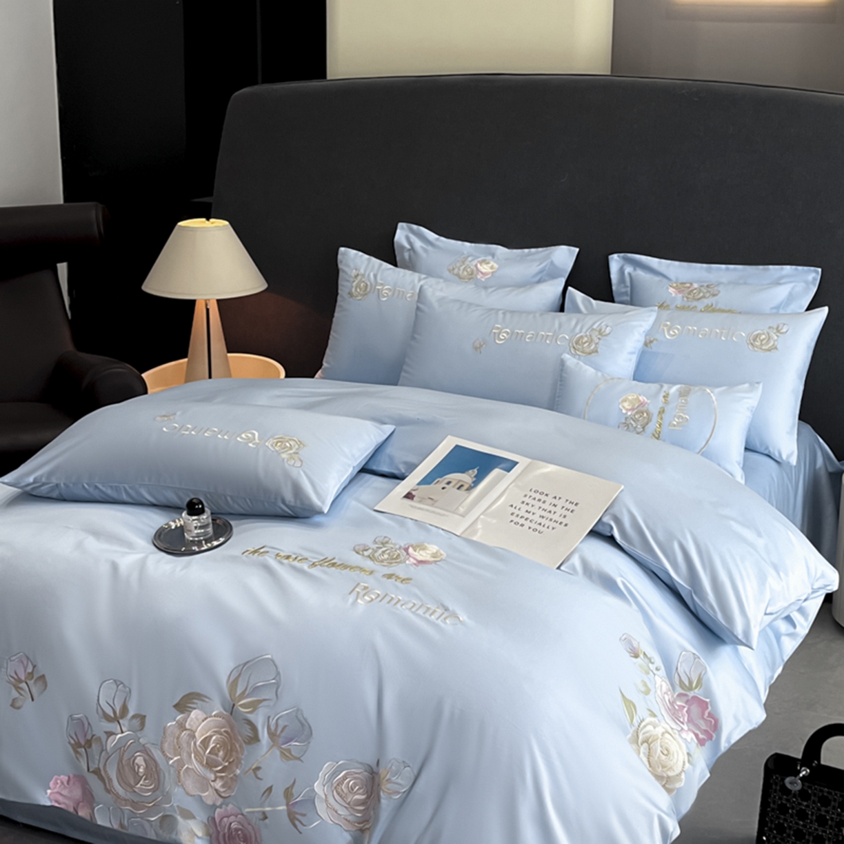 91家纺网 家纺一手货源 找家纺 博纳家纺 2025新款纯棉绣花四件套-繁花似梦 繁花似梦-天蓝