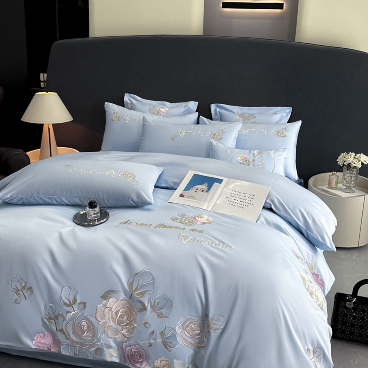 91家纺网 家纺一手货源 找家纺 博纳家纺 2025新款纯棉绣花四件套-繁花似梦 繁花似梦-天蓝