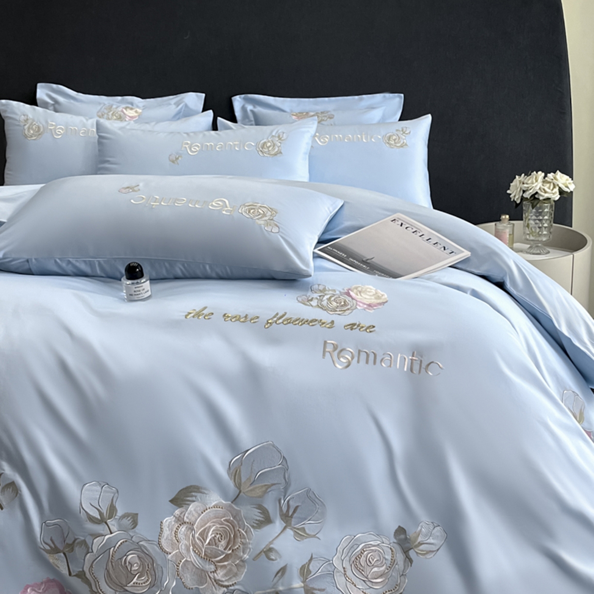 91家纺网 家纺一手货源 找家纺 博纳家纺 2025新款纯棉绣花四件套-繁花似梦 繁花似梦-天蓝